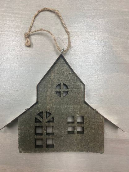 Wood Woodland House Ornaments- Choose Style - Pine & Moss