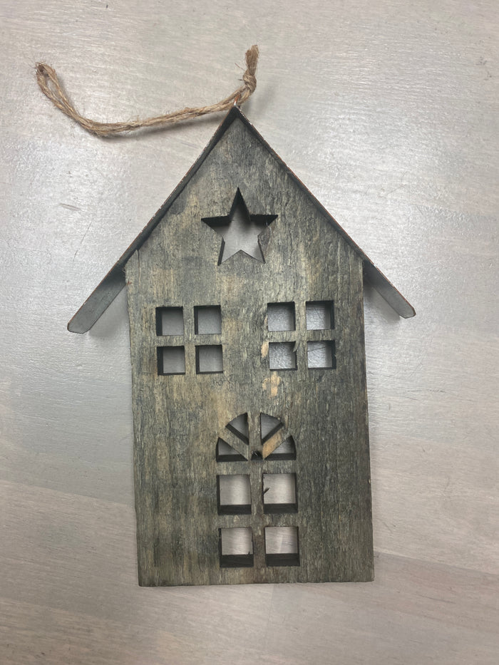 Wood Woodland House Ornaments- Choose Style - Pine & Moss