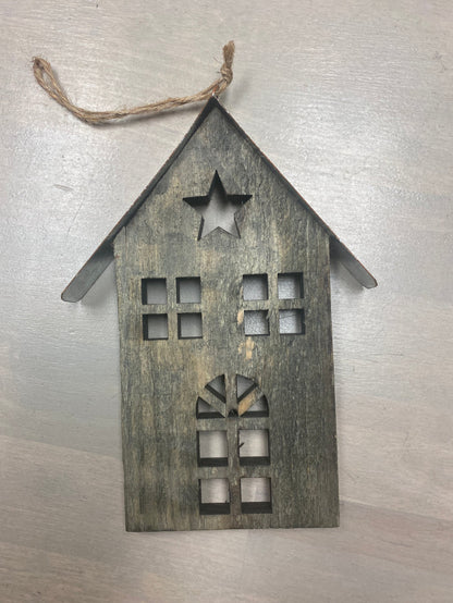 Wood Woodland House Ornaments- Choose Style - Pine & Moss