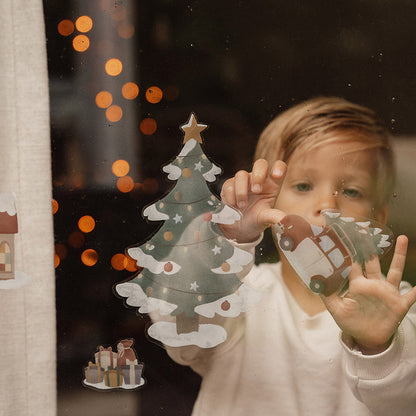 Fenstersticker mit weihnachtlichen Motiven fuer Kinder zum Dekorieren von Fenstern, Spiegeln und glatten Oberflaechen in der Adventszeit