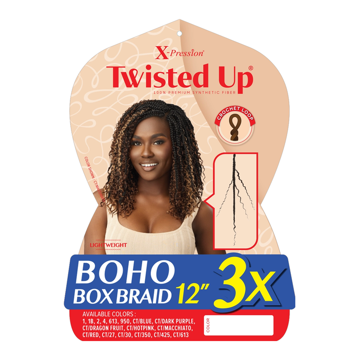 X-Pression Twisted Up Boho Box Braid 12" 3x