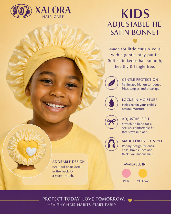 Xalora Kids Adjustable Tie Satin Bonnet