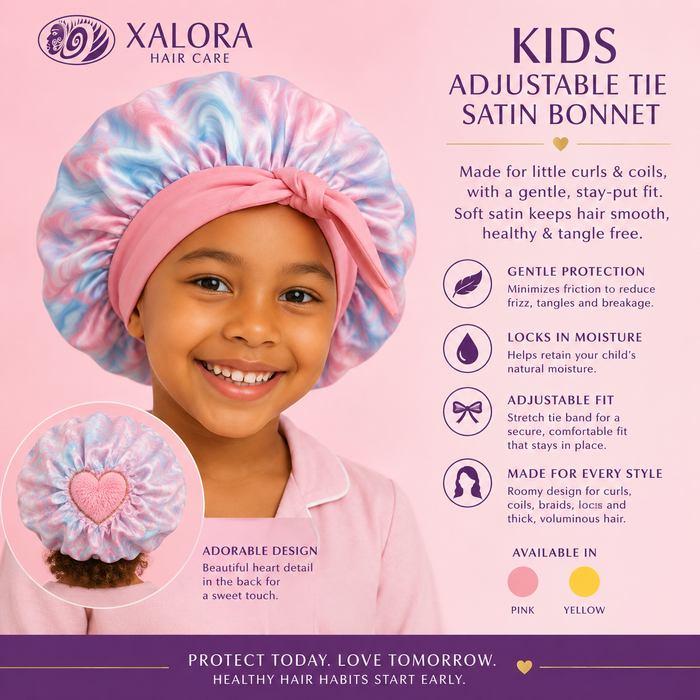 Xalora Kids Adjustable Tie Satin Bonnet