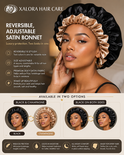 Xalora Reversible Adjustable Satin Bonnet