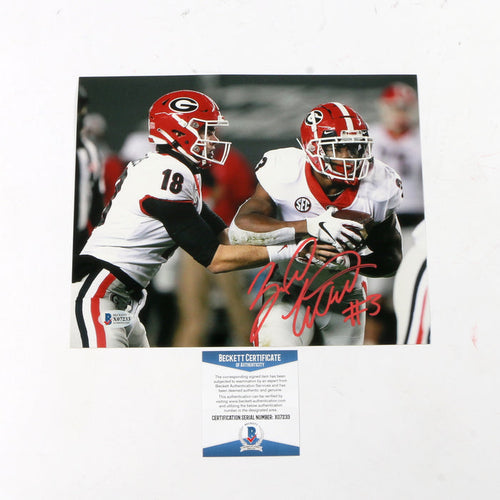 Zamir White Signed 8x10 Hand off Georgia Bulldogs