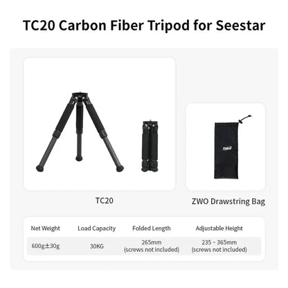 ZWO TC20 Carbon Fiber Tripod for Seestar Smart Telescopes